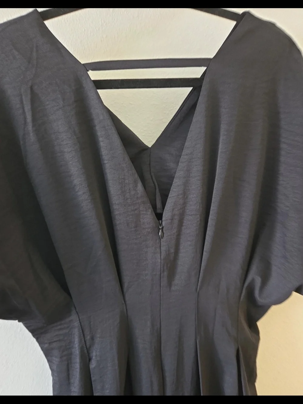Women's Black V-Neck Maxi Dress with Flutter Sleeves - Picture 4 of 5